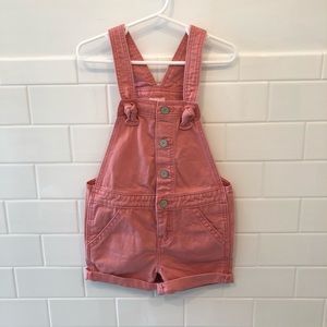 Gap Kids Size 5 Coral/Pink Denim Overall Shorts
